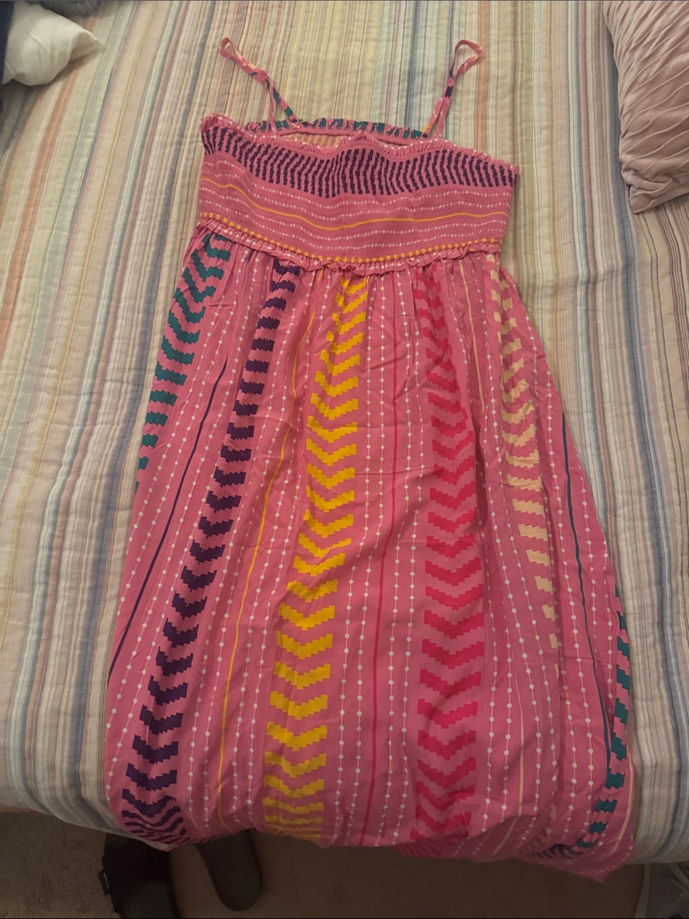 Cupshe Pink Multicolor Chevron Maxi Dress Size XL NWT